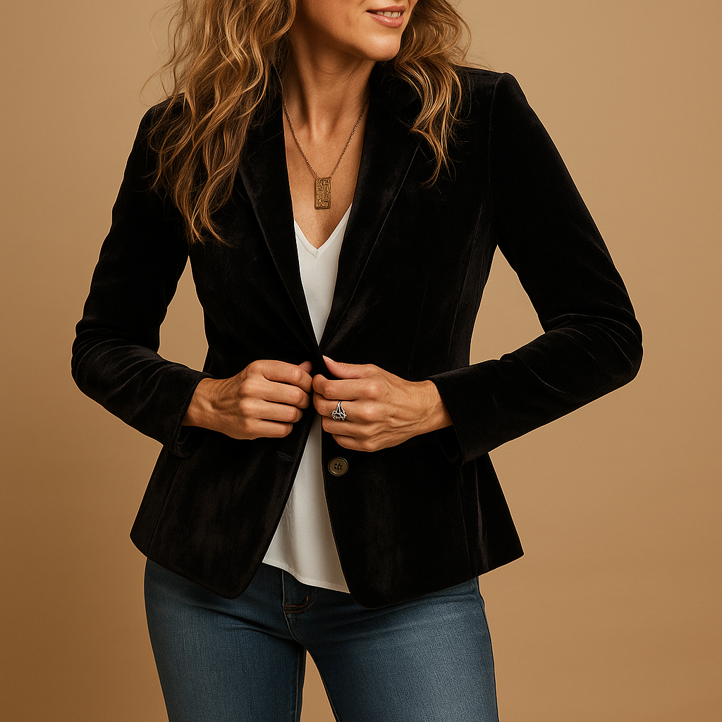Livora™ | Blazer rétro slim fit avec revers et poches pour femmes