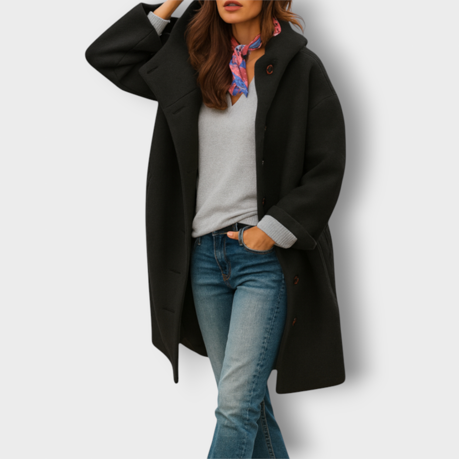 Livora™ | Freja Manteau oversize gris – Collection Origines