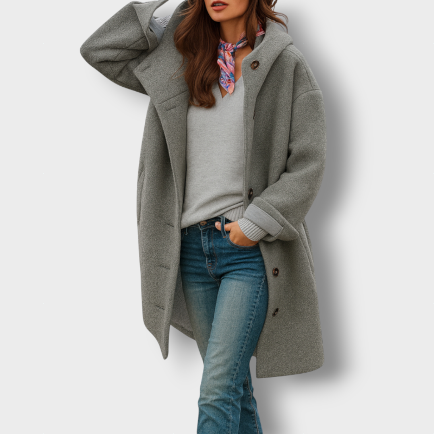 Livora™ | Freja Manteau oversize gris – Collection Origines