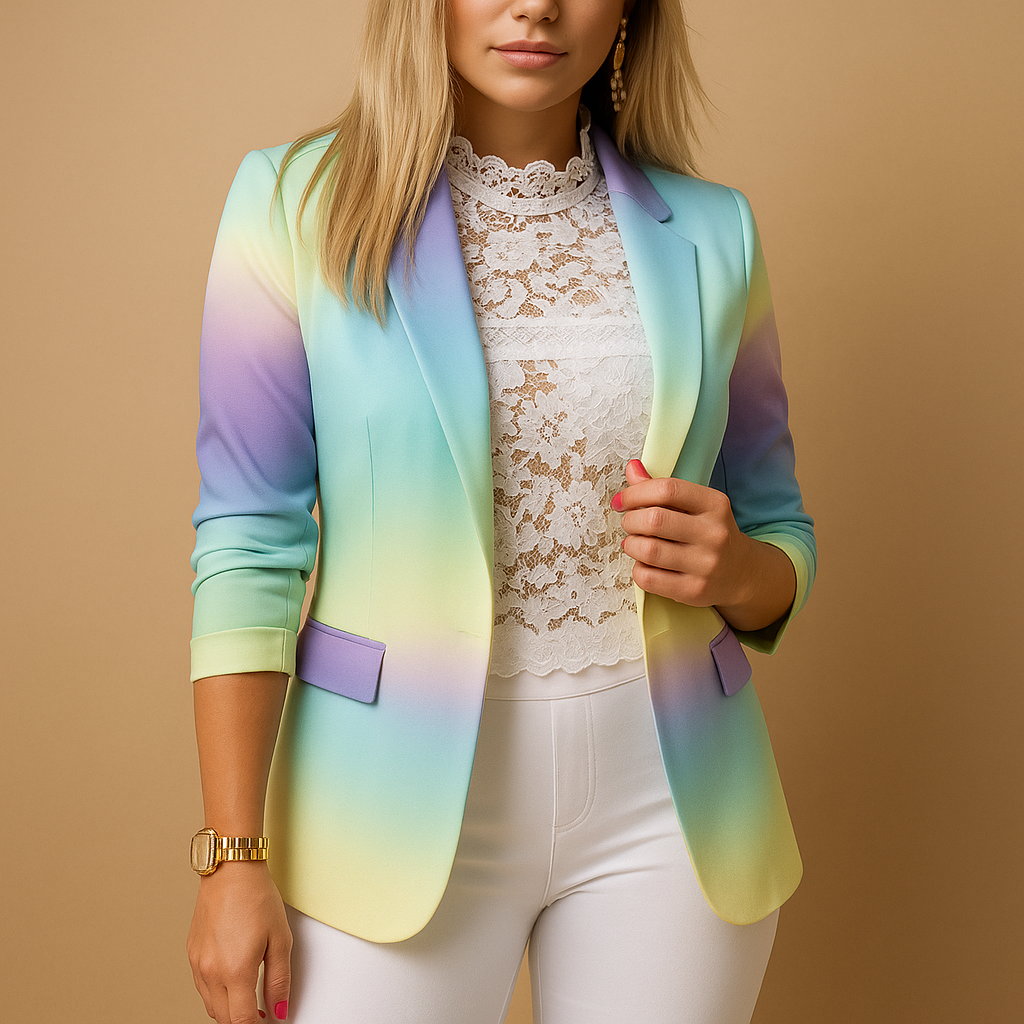 Livora™ | Blazer élégant pour femme avec imprimé vif et col châle