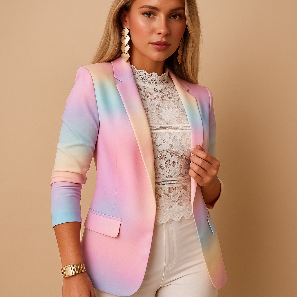 Livora™ | Blazer élégant pour femme avec imprimé vif et col châle