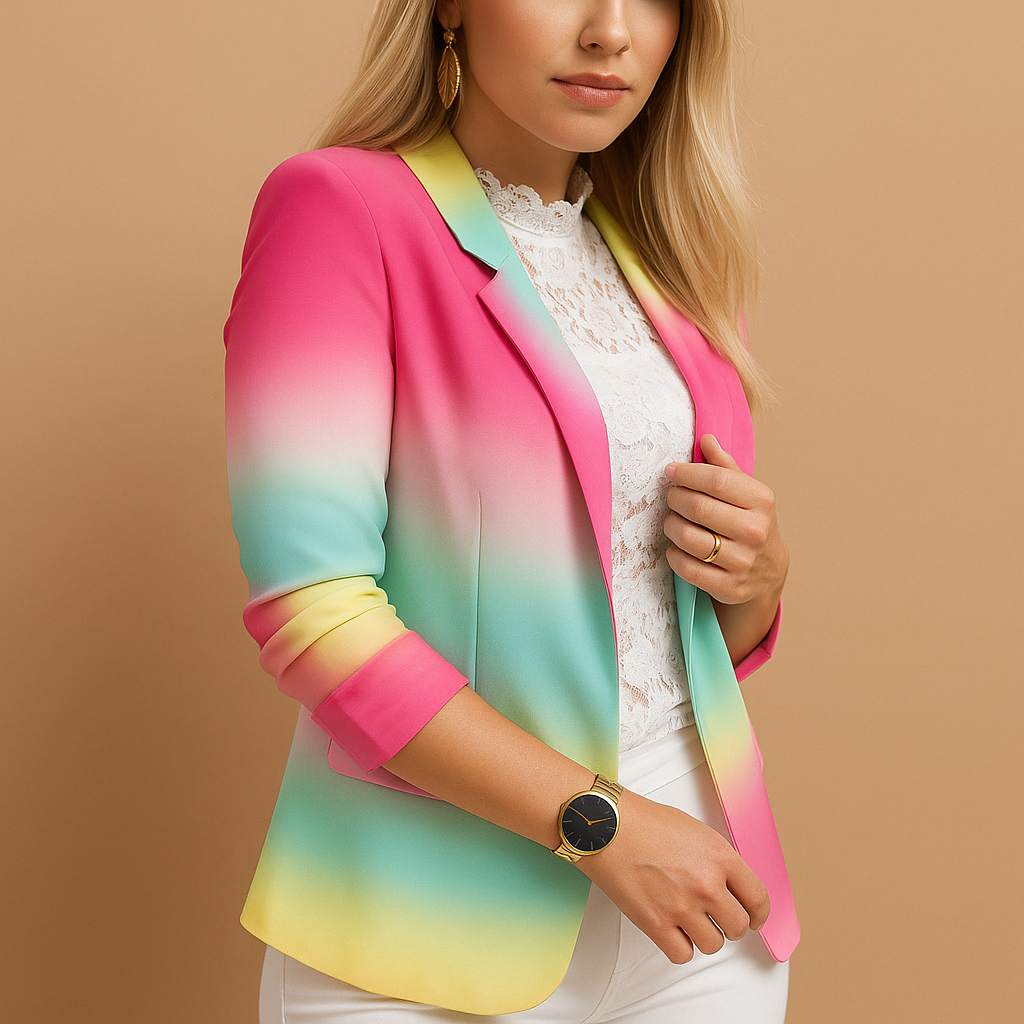 Livora™ | Blazer élégant pour femme avec imprimé vif et col châle