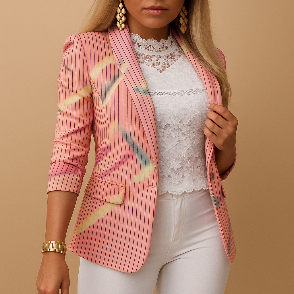 Livora™ | Blazer élégant pour femme avec imprimé vif et col châle