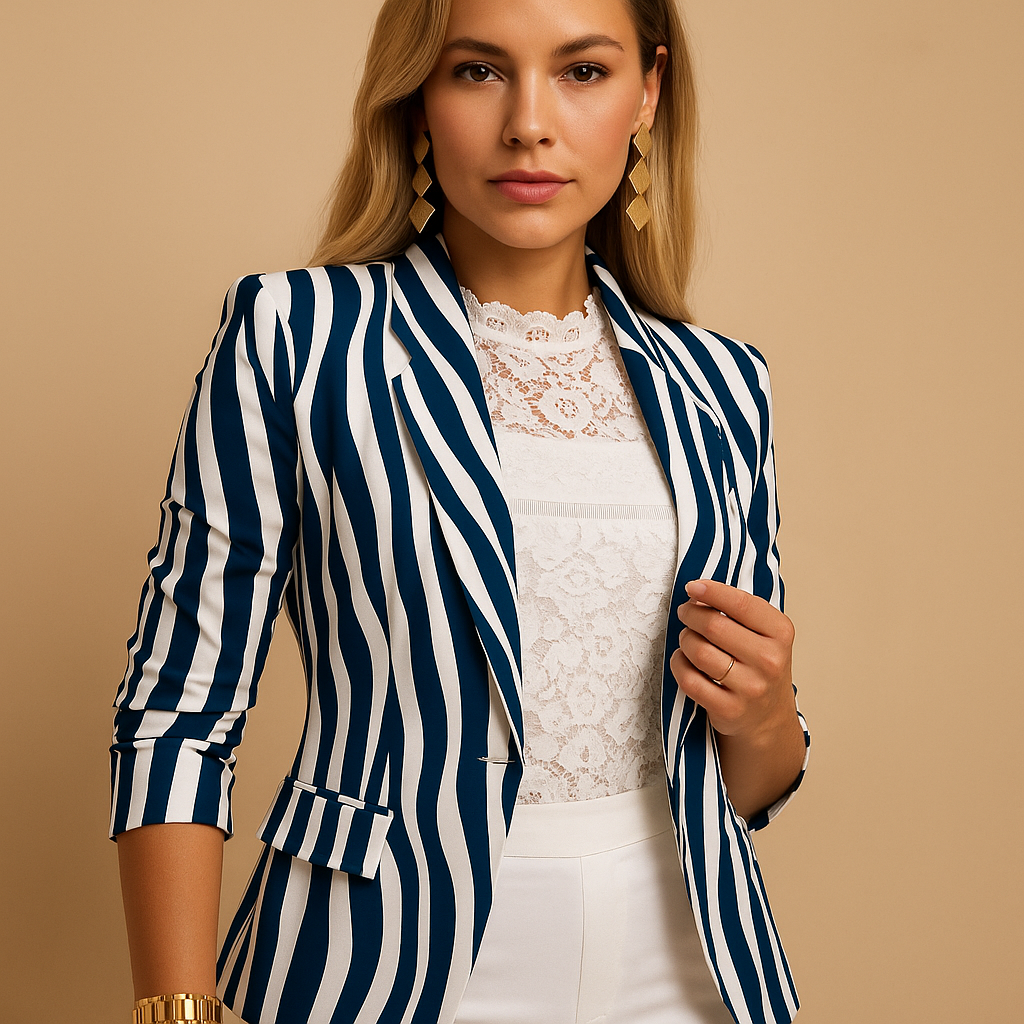 Livora™ | Blazer élégant pour femme avec imprimé vif et col châle