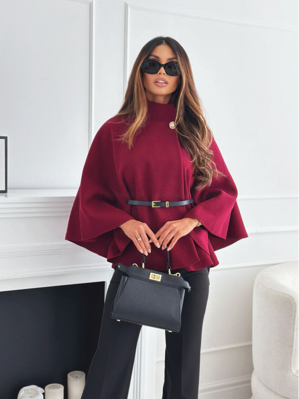 Livora™ | Manteau cape ceinturé à col montant