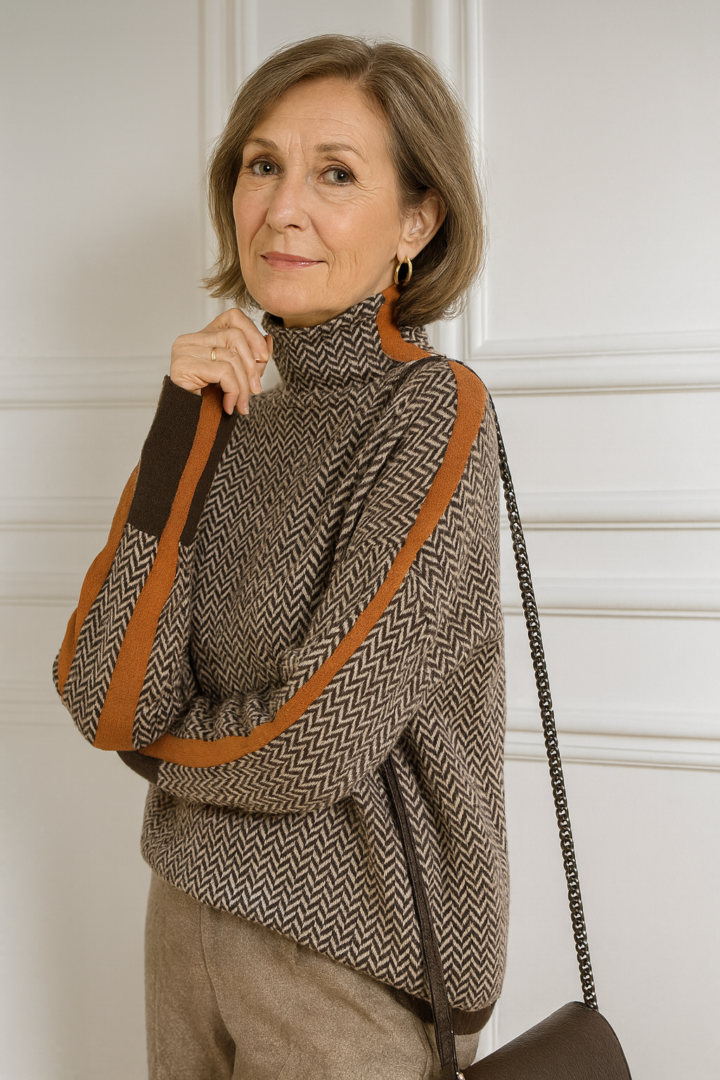 Lucia™ | Pull à col roulé et rayures contrastées